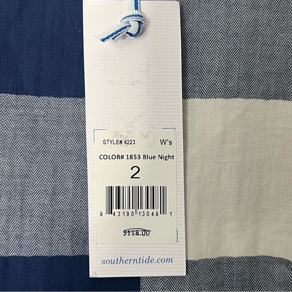 Southern Tide Jillian Blue Check Peplum Top - Picture 5 of 7